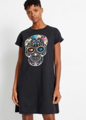 Sukienka shirtowa z czystej bawełny organicznej. Czarne sukienki damskie bonprix, bez wzorów, z bawełny, bez ramiączek. Za 62.99 zł.
