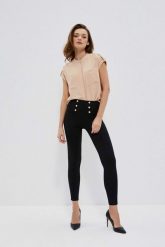 Legginsy z ozdobnym pasem. Czarne legginsy damskie MOODO, xs, bez wzorów, z elastanu. W wyprzedaży za 49.99 zł.