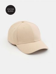 Czapka z daszkiem z domieszką wiskozy i lnu - beżowy. Brązowe czapki z daszkiem damskie Sinsay, bez wzorów, z wiskozy. Za 15.99 zł.