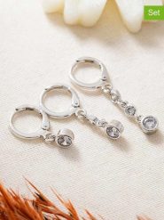 Lodie Silver Posrebrzane kolczyki-kreole (3 szt.) z cyrkoniami rozmiar: onesize. Szare kolczyki damskie Lodie Silver, z cyrkonią, metalowe. Za 43.99 zł.