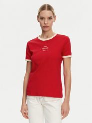 Tommy Hilfiger T-Shirt Monotype WW0WW44586 Czerwony Regular Fit. Czerwone t-shirty damskie Tommy Hilfiger, m, bez wzorów, z bawełny, bez kołnierzyka. Za 169.99 zł.