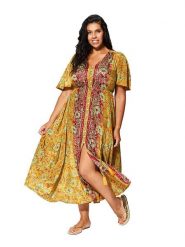 Aller Simplement Sukienka w kolorze żółtym rozmiar: 54-58. Żółte sukienki damskie Aller Simplement, bez wzorów, bez ramiączek. Za 78.99 zł.