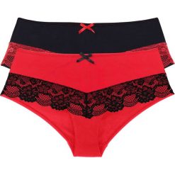 Figi "panty" (2 pary) bonprix czarno-czerwony + czerwono-czarny. Czarne bokserki damskie bonprix. Za 49.98 zł.