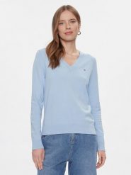 Tommy Hilfiger Sweter WW0WW40098 Błękitny Regular Fit. Niebieskie swetry klasyczne damskie Tommy Hilfiger, xs, z syntetyku, bez kołnierzyka. Za 309.99 zł.