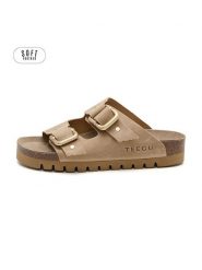Teegu Skórzane klapki w kolorze jasnobrązowym rozmiar: 36. Brązowe klapki damskie teegu, bez wzorów, z otwartym noskiem, bez obcasa, bez zapięcia. Za 130.99 zł.