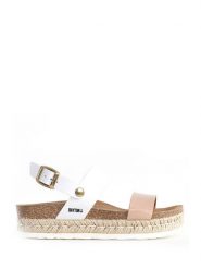 BAYTON Sandały "Gaceo" w kolorze biało-beżowym rozmiar: 38. Białe sandały damskie Bayton, bez wzorów, z otwartym noskiem, bez obcasa, na koturnie, bez zapięcia. Za 150.02 zł.