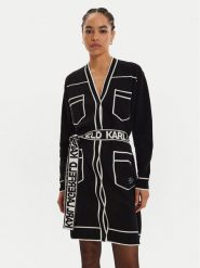 KARL LAGERFELD Kardigan 240W2020 Czarny Regular Fit. Czarne kardigany damskie KARL LAGERFELD, l, bez wzorów, z bawełny. Za 839.99 zł.