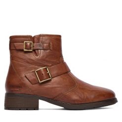 Botki Josef Seibel. Brązowe botki damskie Josef Seibel, bez obcasa, na płaskiej podeszwie, bez zapięcia. Za 429.99 zł.