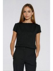 Nife Koszulka w kolorze czarnym rozmiar: 36. Czarne bluzki damskie Nife, bez wzorów, bez kołnierzyka, bez ramiączek. Za 154.79 zł.