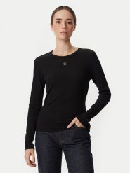 Calvin Klein Jeans Bluzka LV047H259G Czarny Regular Fit. Czarne bluzki damskie Calvin Klein Jeans, xl, bez wzorów, z bawełny, bez kołnierzyka, bez ramiączek. Za 289.99 zł.