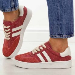 Bordowe skórzane półbuty damskie Filippo Dp7512/26. Czerwone półbuty damskie Filippo, na jesień, bez wzorów, z jeansu, bez obcasa, na płaskiej podeszwie, bez zapięcia. Za 239.00 zł.