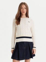 Lacoste Sweter AF4159 Écru Regular Fit. Swetry klasyczne damskie Lacoste, z wełny, bez kołnierzyka. Za 819.99 zł.