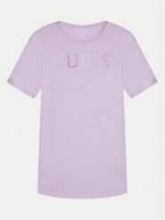Guess T-Shirt J4GI38 J1314 Fioletowy Regular Fit. Fioletowe koszulki i t-shirty dziewczęce Guess, z aplikacjami, z bawełny, bez kołnierzyka, bez ramiączek. Za 79.99 zł.