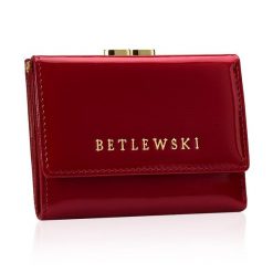 Portfel damski BETLEWSKI ZBPD-BS-14 CZERWONY. Czerwone portfele damskie Betlewski, bez wzorów, ze skóry. Za 139.99 zł.