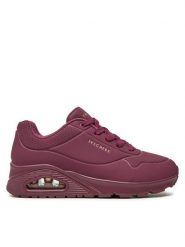 Skechers Sneakersy Uno Stand On Air 73690/PLUM Bordowy. Czerwone obuwie sportowe damskie Skechers, ze skóry, bez zapięcia. W wyprzedaży za 309.99 zł.