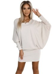 Numoco Sukienka w kolorze kremowym rozmiar: L/XL. Brązowe sukienki damskie NUMOCO, bez wzorów, bez ramiączek. Za 193.70 zł.