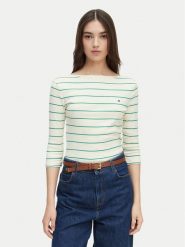 Tommy Hilfiger Bluzka New Cody WW0WW40589 Kremowy Slim Fit. Białe bluzki damskie Tommy Hilfiger, s, bez wzorów, z bawełny, bez kołnierzyka, bez ramiączek. Za 249.99 zł.