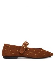 Tommy Hilfiger Baleriny Th Buckle Suede Stud Ballerina FW0FW09666 Brązowy. Brązowe balerinki damskie Tommy Hilfiger, bez wzorów, ze skóry. Za 569.99 zł.