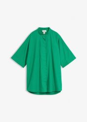 Bluzka z czystej bawełny organicznej. Zielone bluzki damskie bonprix, bez wzorów, z bawełny, bez kołnierzyka, bez ramiączek. Za 59.99 zł.
