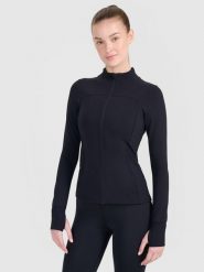4F Bluza treningowa slim szybkoschnąca damska - czarna L. Czarne bluzy damskie 4F, l, bez wzorów, bez kaptura. W wyprzedaży za 139.99 zł.
