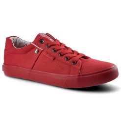 Czerwone Trampki Big Star Damskie Sznurowane Buty. Czerwone trampki damskie Big Star, bez wzorów, z gumy, bez zapięcia. Za 99.99 zł.