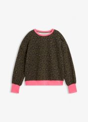 Bluza z mieszanki bawełny. Zielone bluzy damskie bonprix, bez wzorów, z bawełny, bez kaptura. Za 107.99 zł.