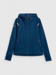 4F Bluza dresowa slim z kapturem damska - turkusowa L. Niebieskie kardigany damskie 4F, l, bez wzorów, z dresówki. Za 199.99 zł.