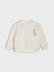 Bawełniana bluza crewneck z nadrukiem Minnie Mouse - kremowy. Białe bluzy damskie Sinsay, l, bez wzorów, z bawełny, bez kaptura. Za 15.99 zł.