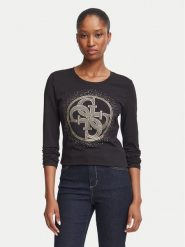 Guess Bluzka W6BI58 K7388 Czarny Slim Fit. Czarne bluzki damskie Guess, xl, z aplikacjami, z bawełny, bez kołnierzyka, bez ramiączek. Za 234.99 zł.