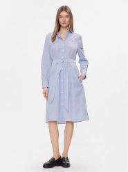 Tommy Hilfiger Sukienka koszulowa Essential WW0WW41001 Niebieski Regular Fit. Niebieskie sukienki damskie Tommy Hilfiger, bez wzorów, z bawełny, bez ramiączek. Za 539.99 zł.