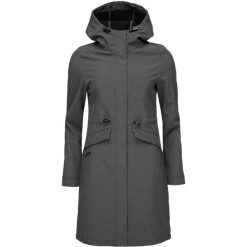 Damski płaszcz typu softshell Loap Lunara Ciemnoszary. Szare płaszcze damskie ZSPORT, na zimę, s, bez wzorów, z softshellu, bez kaptura. Za 304.99 zł.