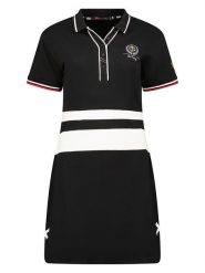 Geographical Norway Sukienka polo "Kyliane" w kolorze czarno-białym rozmiar: S. Czarne sukienki damskie Geographical Norway, bez wzorów, bez ramiączek. Za 83.62 zł.