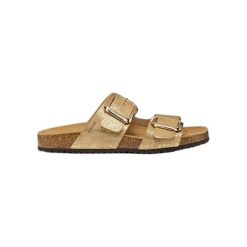 Sandały damskie Geox Brionia. Żółte sandały damskie Geox, bez wzorów, bez obcasa, bez zapięcia. W wyprzedaży za 327.50 zł.