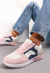 Beżowo-Różowe Sneakersy przed Kostkę z Metaliczną Wstawką Anastali. Brązowe obuwie sportowe damskie Renee, przed kostkę, bez zapięcia. Za 74.99 zł.