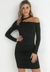 Czarna Sukienka Mellessa. Czarne sukienki damskie Born2be, bez wzorów, eleganckie, bez ramiączek. Za 109.99 zł.