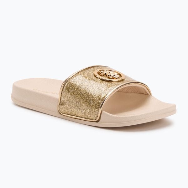 Klapki damskie U.S. Polo Assn. IVY002A. Żółte klapki damskie U.S. Polo Assn., bez wzorów, z materiału, bez obcasa, bez zapięcia. Za 129.99 zł.