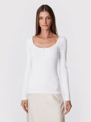 Guess Bluzka W2YP46 KBCO2 Biały Slim Fit. Białe bluzki damskie Guess, l, z aplikacjami, z wiskozy, bez kołnierzyka, bez ramiączek. Za 169.99 zł.