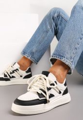 Biało-Czarne Sneakersy Sylvena. Białe obuwie sportowe damskie Renee, z materiału, bez zapięcia. Za 79.99 zł.