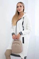 Bluza na suwak z kapturem ecru. Bluzy damskie KESI, l, bez wzorów, z bawełny, z kapturem. Za 355.46 zł.
