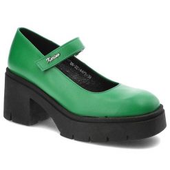 Zielone Półbuty Karino Skórzane Buty Na Obcasie. Zielone półbuty damskie Karino, bez wzorów, ze skóry, bez obcasa, na obcasie, bez zapięcia. Za 329.00 zł.