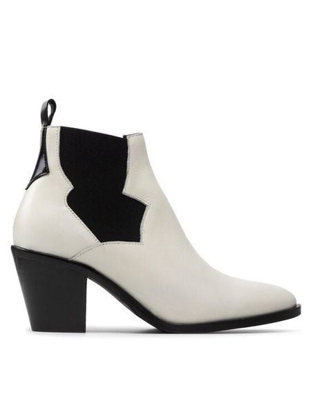 Rage Age Botki RA-67-05-000369 Biały. Białe botki damskie Rage Age, ze skóry, bez obcasa, na słupku, bez zapięcia. Za 309.99 zł.