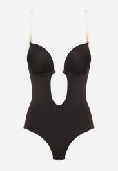 Czarne Body Modelujące z Odkrytymi Plecami i Usztywniany Miseczkami Pinneliae. Czarne bielizna korygująca Born2be, bez wzorów. Za 69.99 zł.