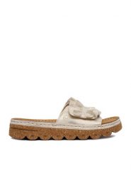 Rieker Klapki CEO-V8763-60 Złoty. Żółte klapki damskie Rieker, bez wzorów, ze skóry, bez obcasa, bez zapięcia. Za 289.99 zł.