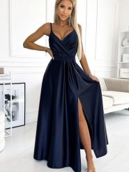 Sukienka Model Juliet 512-2 Navy - Numoco. Niebieskie sukienki damskie NUMOCO, z aplikacjami, z elastanu, eleganckie, bez ramiączek. Za 421.25 zł.
