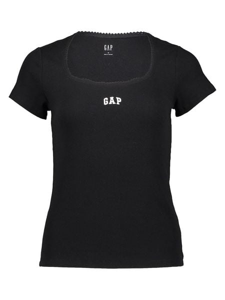 GAP Koszulka w kolorze czarnym rozmiar: XL. Czarne bluzki damskie GAP, xl, bez wzorów, prążkowane, bez kołnierzyka, bez ramiączek. Za 51.95 zł.