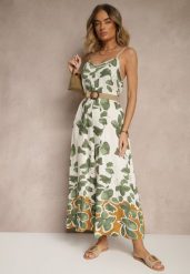 Zielono-Beżowy Kombinezon Wide Leg z Wiskozą na Ramiączkach Iffiane. Zielone sukienki damskie Renee, bez wzorów, z wiskozy, eleganckie, bez ramiączek. W wyprzedaży za 67.99 zł.