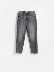 Jeansy mom fit slim - szary. Szare jeansy damskie Reserved. Za 129.99 zł.