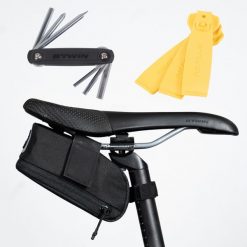 Zestaw z torbą rowerową pod siodło Btwin Easy M 0,6 l + Multitool + 3 łyżki do opon. Czarne torebki klasyczne damskie ROCKRIDER, bez dodatków. Za 69.99 zł.