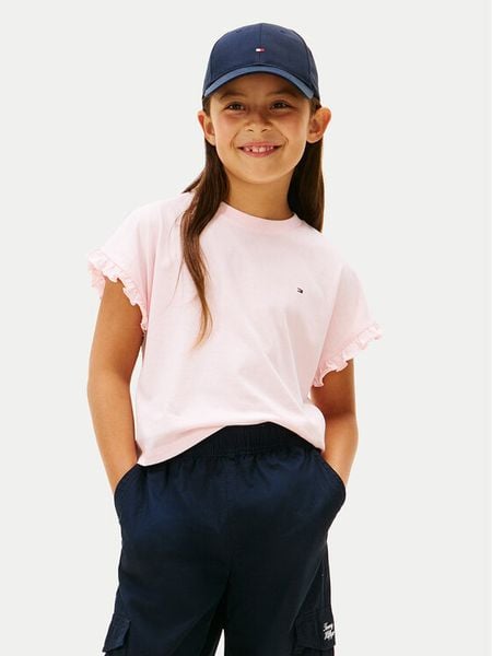 Tommy Hilfiger T-Shirt KG0KG08970 S Różowy Regular Fit. Czerwone koszulki i t-shirty dziewczęce Tommy Hilfiger, bez wzorów, z syntetyku, bez kołnierzyka, bez ramiączek. Za 109.99 zł.