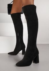 Czarne Kozaki Vices z Imitacji Zamszu na Słupku z Dopasowaną Cholewką Lavie. Czarne kozaki damskie Born2be, z jeansu, bez obcasa, na obcasie, bez zapięcia. Za 149.99 zł.
